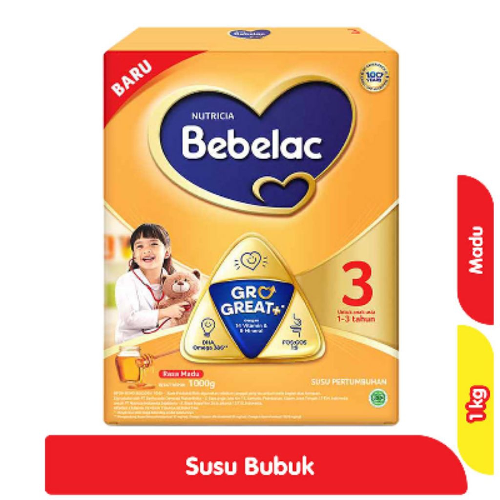 

Bebelac 3 Grogreat+ Susu Bubuk Pertumbuhan Anak Madu 1 kg