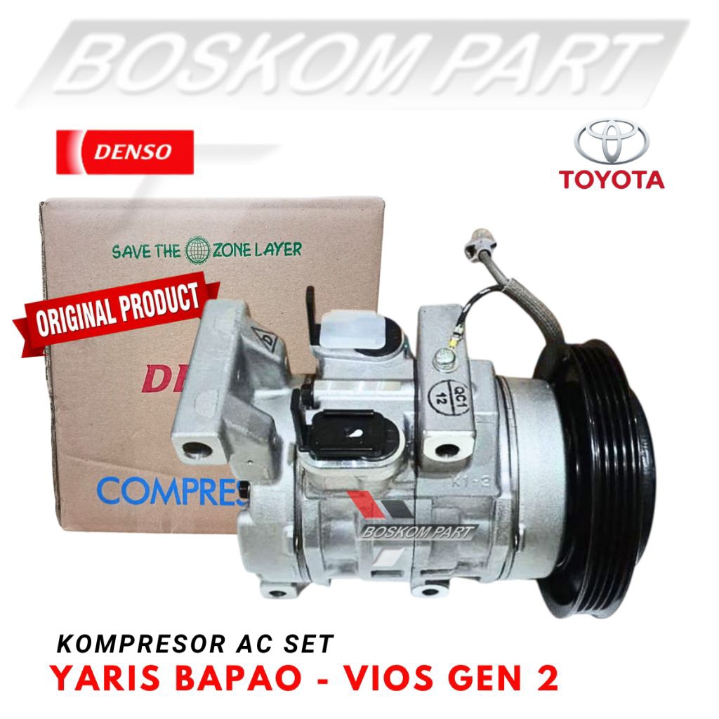 Kompresor Ac Yaris Bapao Bapau Lama Gen 1 2006 - 2013 New Vios gen 2 Denso Original