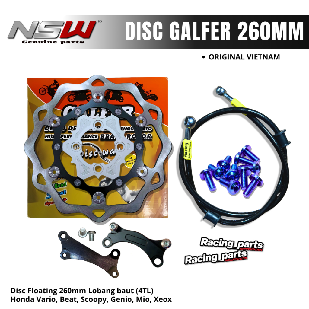 Piringan Cakram Dics Galfer 260mm Vietnam CAKRAM FLOATING Beat Vario Mio AEROX NMAX Baut TITANIUM