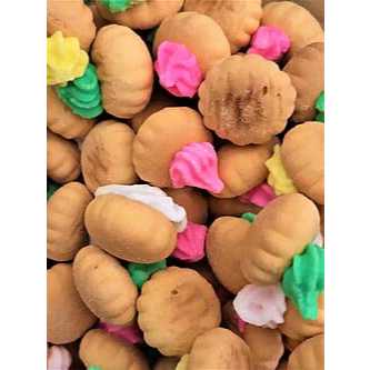 

Bunga Gem biskuit / Gemrose manis lembut / toping gula warna warni + biskuit monas / kue jadul lebaran