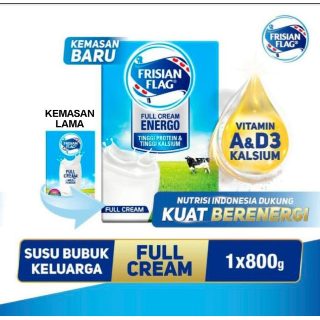 

Frisian flag full cream purefarm susu bubuk 800gr exp 2027
