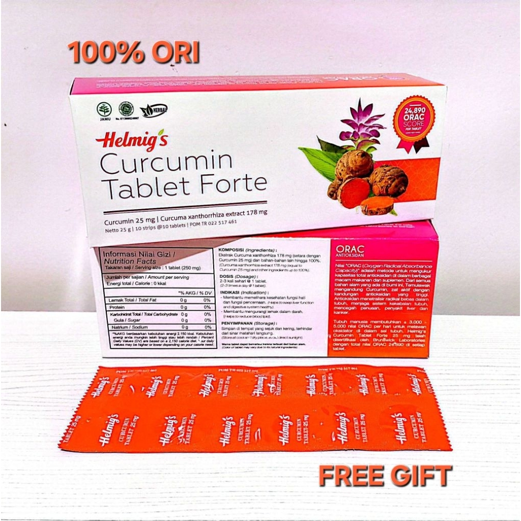 Helmig's CURCUMIN TABLET FORTE Memelihara Kesehatan Liver Menurunkan Lemak Darah ( Kolesterol ) Daya