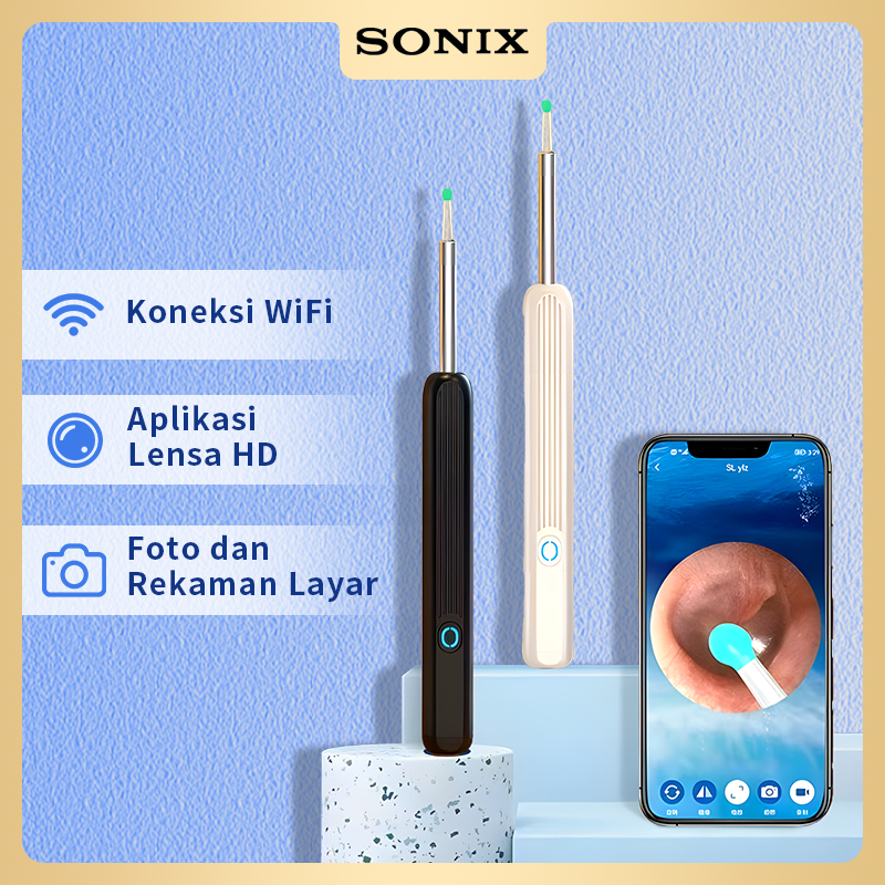 Sonix Pembersih Telinga Korek Kuping Kamera SNE03 LED smart Visual Ear Stick HD Endoscope WIFI water