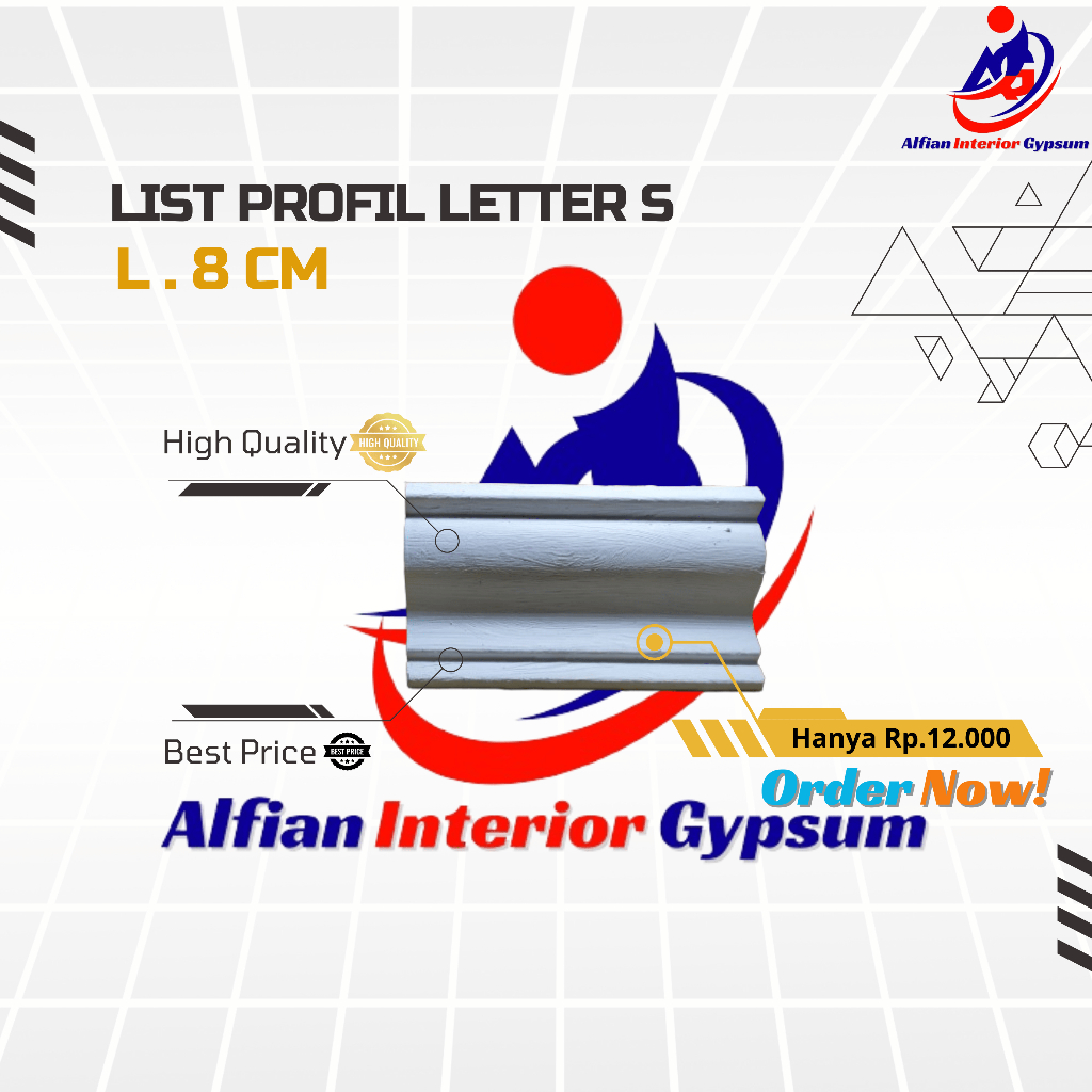 List Profil Gypsum Letter S 8 cm Minimalis Plafon