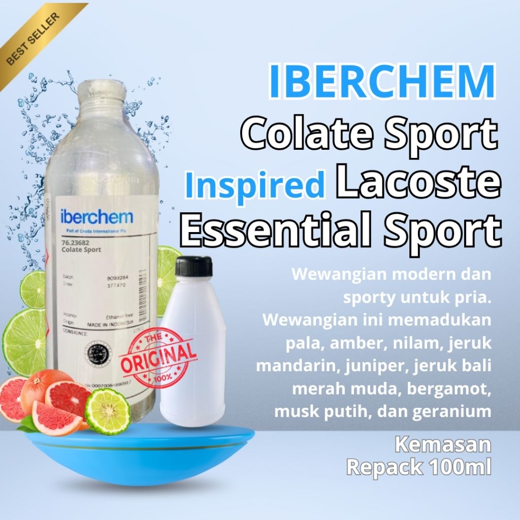 Colate Sport By Iberchem Bibit Parfum 100% Murni Searah Lacoste Essential Sport Kemasan Repack 100ML