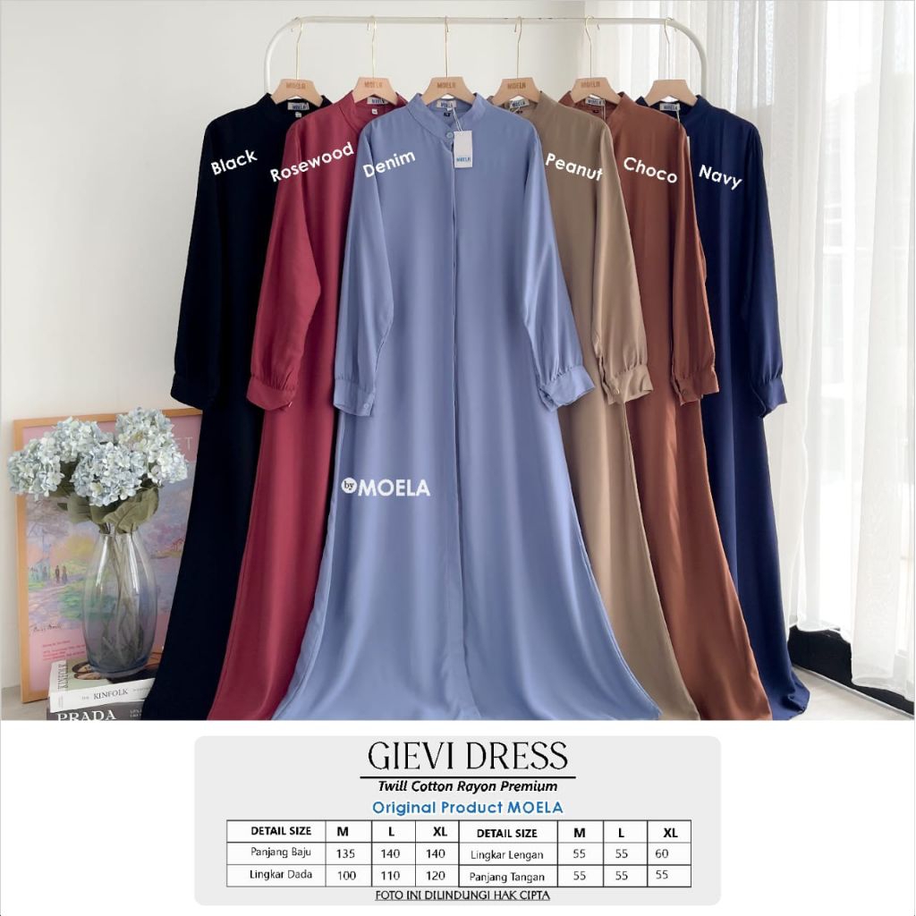 Gievi Dress Gamis Polos Jumbo Allsize Busui Premium Catton Rayon Original Ori Moela Berlabel