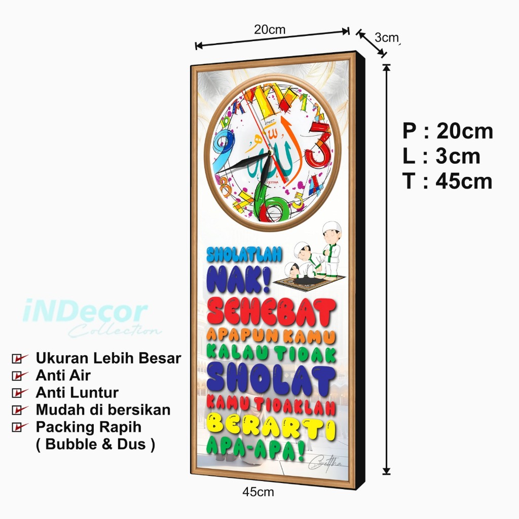 CLass Dekor - Jam Dinding Quotes Motivasi Islami Sholatlah Nak / Hiasan Dinding Motivasi Anak - anak