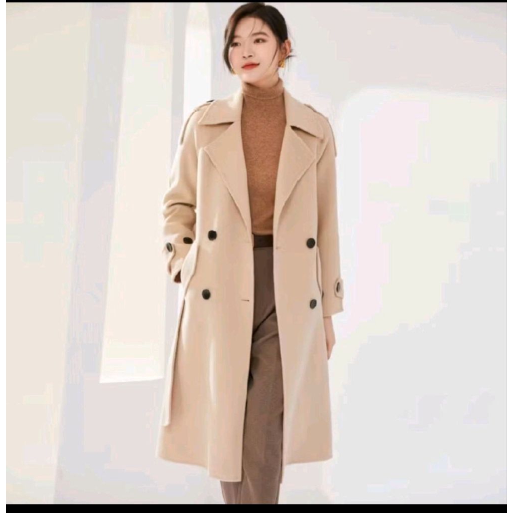 jas Blazer wanita korea style/long Coat wanita panjang/jaket panjang selutut