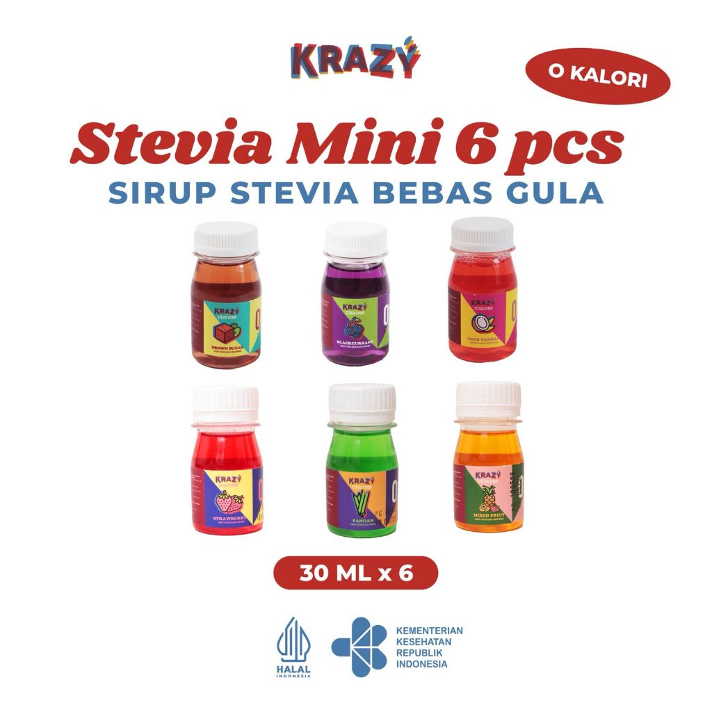 

KRAZY Sirup Stevia Mini Pemanis Alami Syrup Diet Bebas Gula Sugar Free 30 ml x 6 pcs