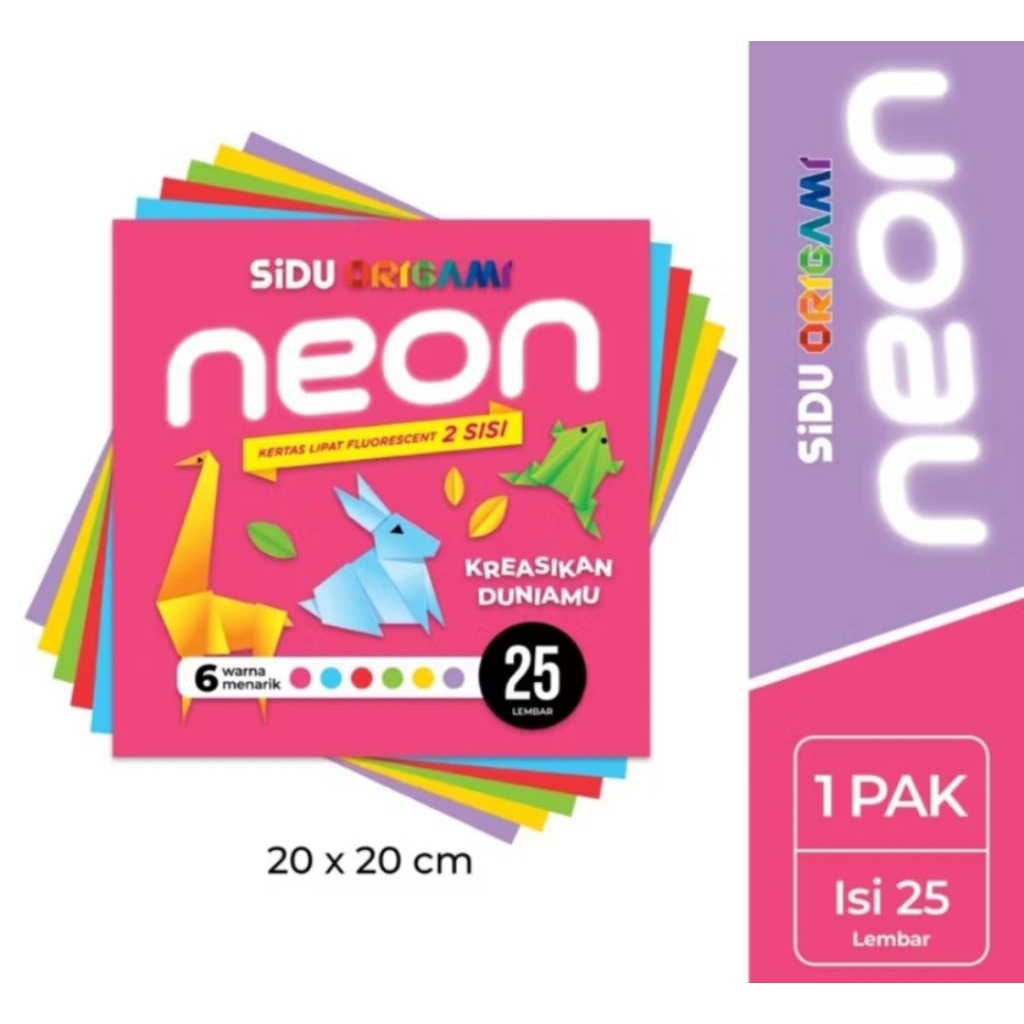 

KERTAS LIPAT 2 SISI/ORIGAMI SIDU NEON FLUORESCENT 20x20 ISI 25 LEMBAR