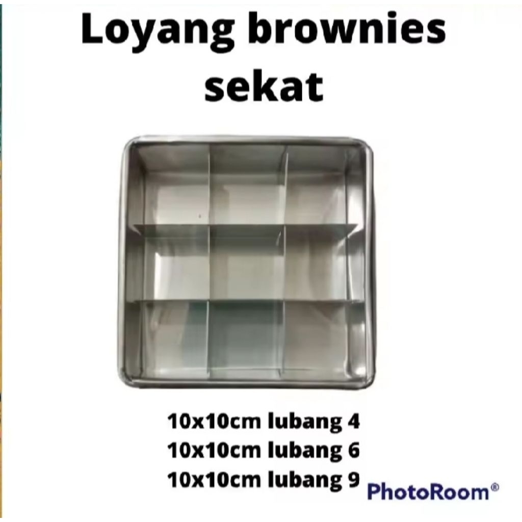1 Set Loyang & Sekat Keu Bolu Brownies Ukuran 10x10x4 Cm Lubang 4,6,9,12 ,18 25 /  Loyang Sekat Brow