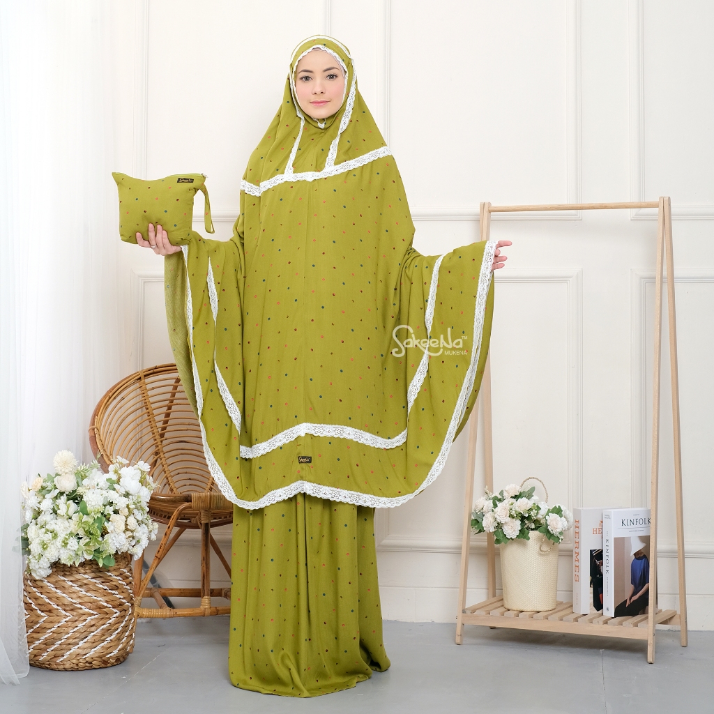 Mukena Polkadot SakeeNa Dewasa Katun Rayon Premium
