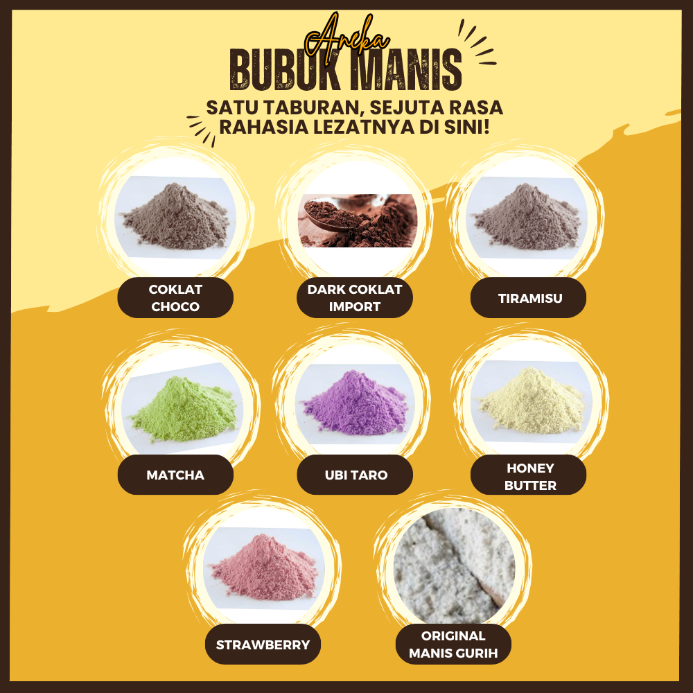 

Bubuk Tabur Minuman Manis Semua Rasa 1kg, Bisa Untuk Boba atau Milkshake, Dengan Kualitas Premium, Coklat Choco, Matcha, Tiramisu, Original Manis Gurih, Strawberry, Ubi Taro, Honey Butter, Dark Coklat Import