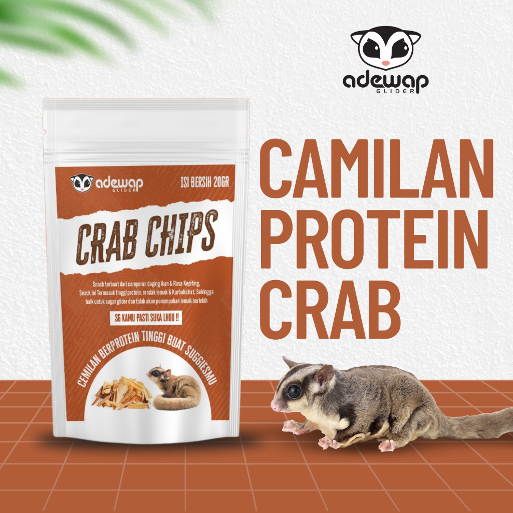ADEWAP GLIDER Crab Chips Camilan Protein Sugar Glider Rasa Kepiting - 20gr