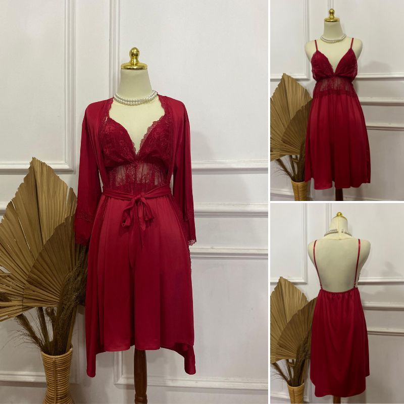 UIY LindaGalz ADELE Pakaian Tidur Wanita Kimono Lingerie A005 Baju Dinas Malam Istri Lingeri BSize