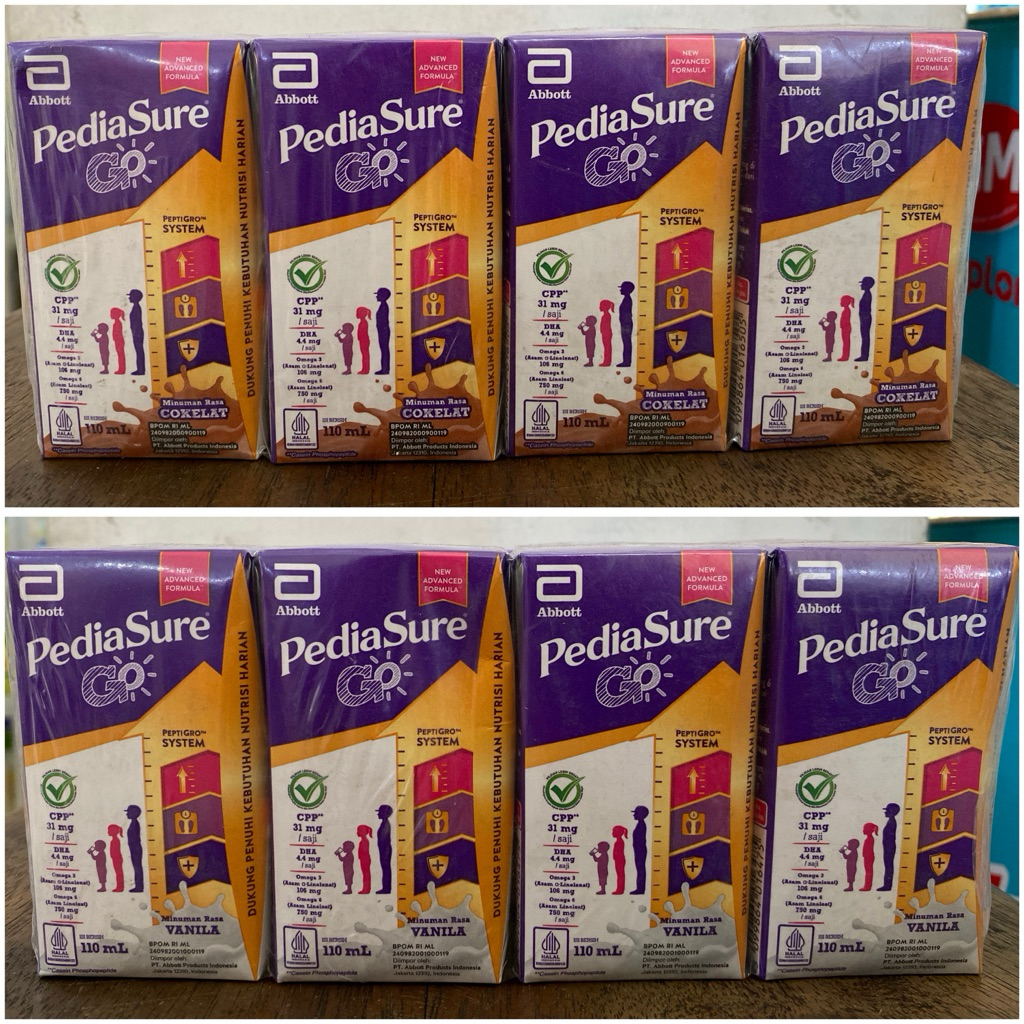 

PEDIASURE GO UHT 110ML (4x110ml) COKELAT VANILA EXP 10/25