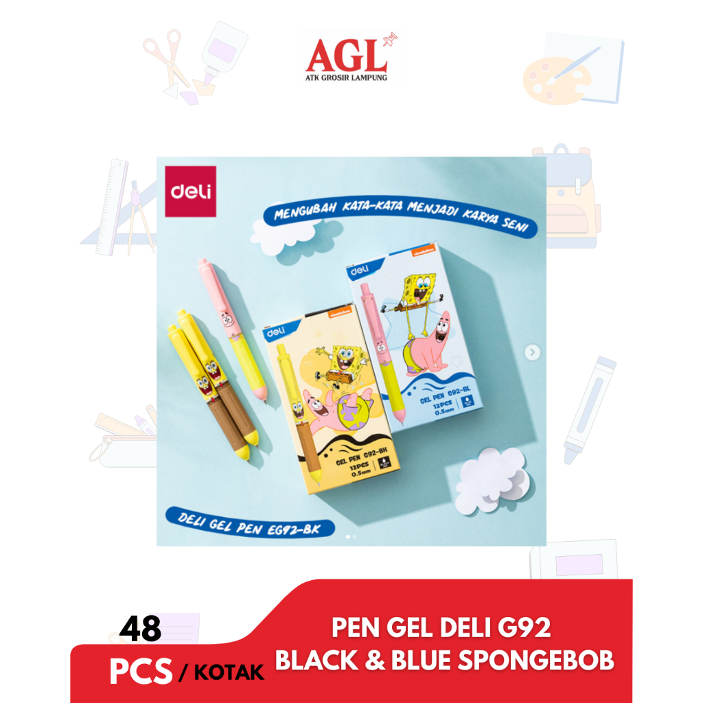 

DELI - (12pcs) Pulpen / Ball Point Pen Bullet Tip Tinta Hitam & Biru Spongebob Special Edition EG92 / Pulpen Spongebob - Grosir