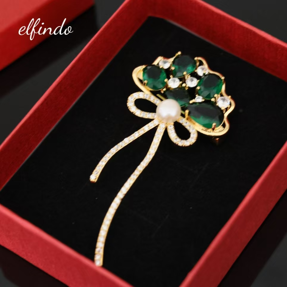 Elfindo-203 Bros Hijab Desain Kristal Bulat / Bros Premium / Accessories Wanita Mewah Kekinian