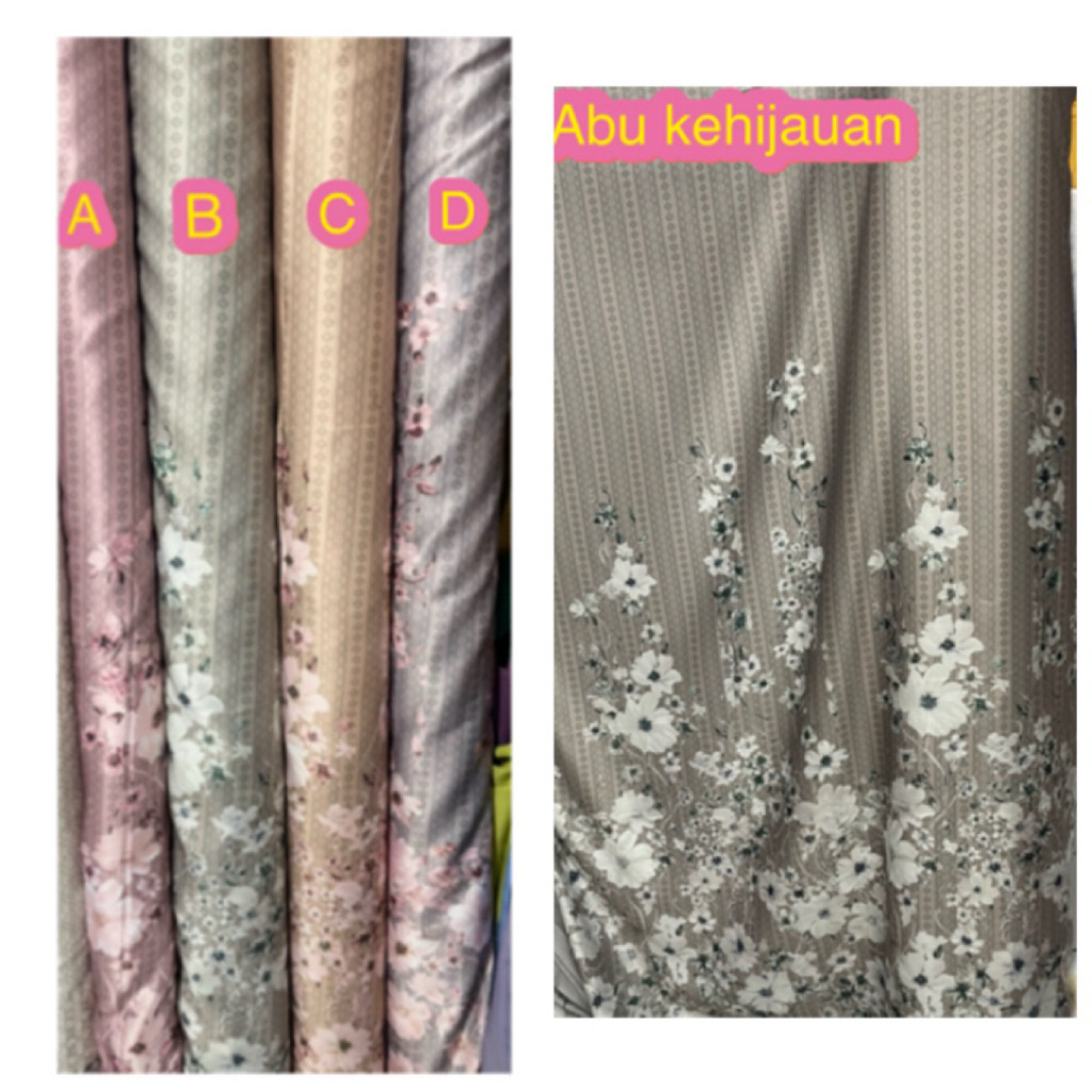 bahan kain Jasmine silk motif bunga bawah terbaru