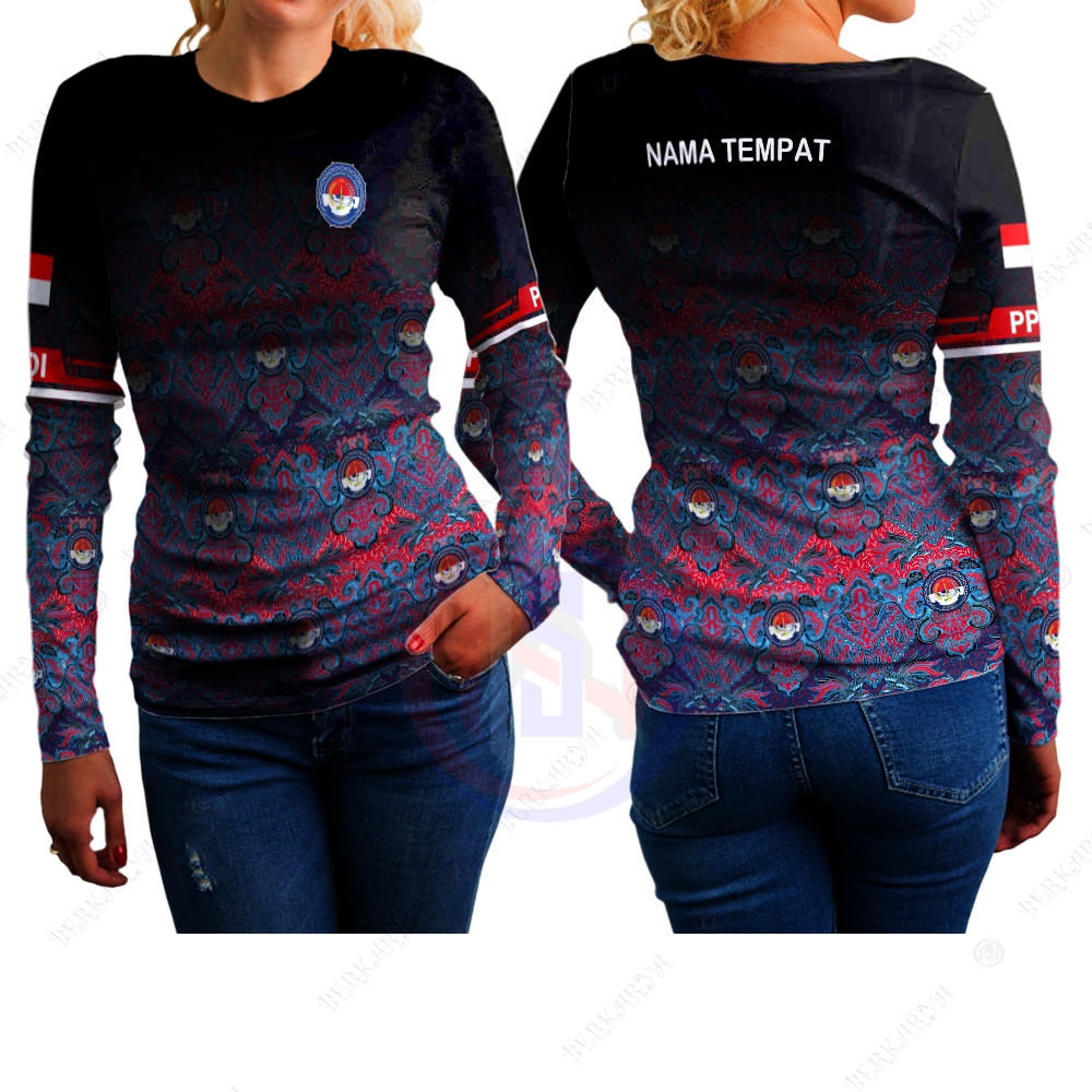 Kaos Wanita Baju BATIK PPDI (PERSATUAN PERANGKAT DESA INDONESIA) Kaos Jersey Batik PPDI Fullprint