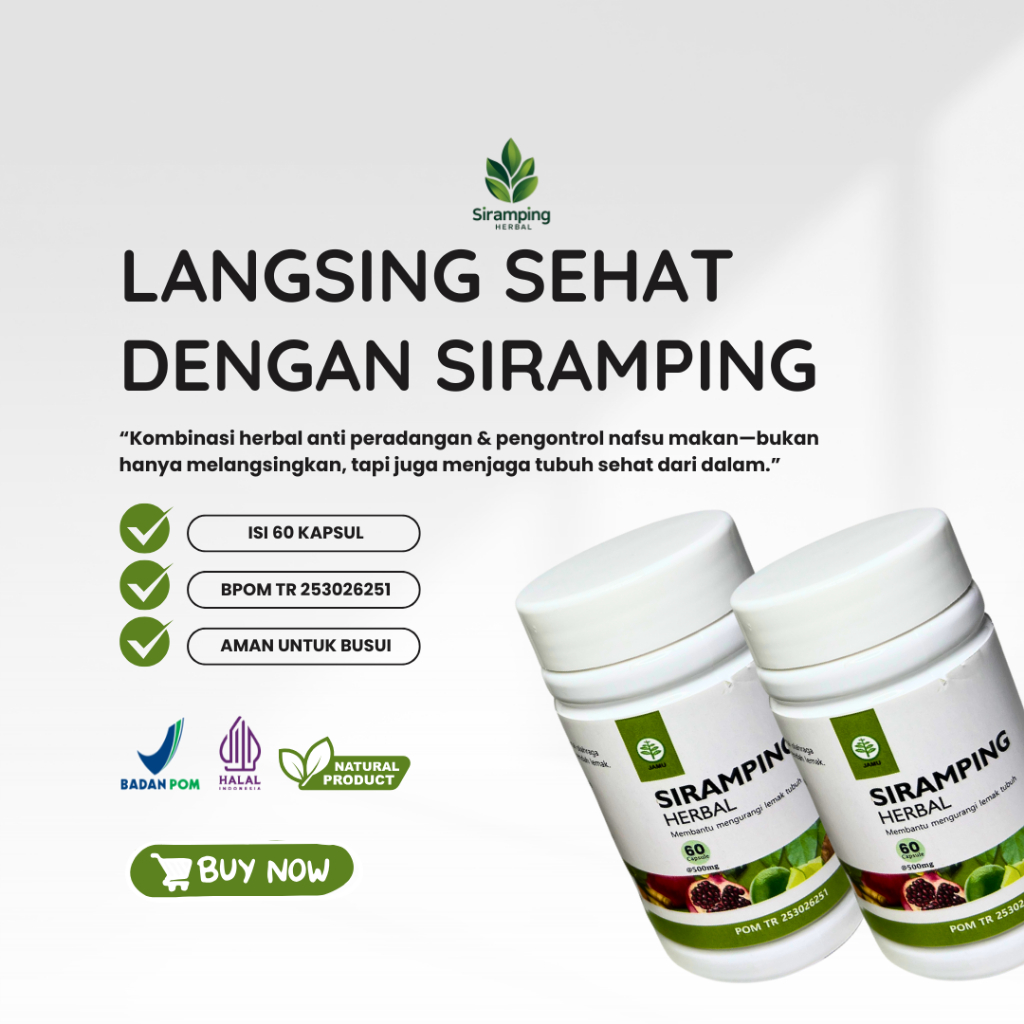 PELANGSING Herbal SiRamping Original BPOM HALAL | Pelangsing Alami Isi 60 Kapsul