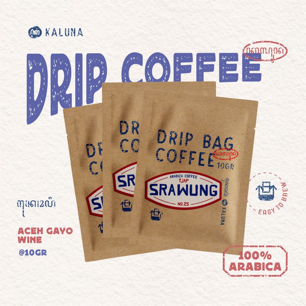 

Bundling - 3 Pcs Drip Bag Coffee Arabika Aceh Gayo Wine (Srawung) - Kaluna Kopi Seduh Tanpa Ampas