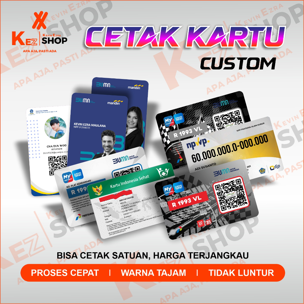 

CETAK ID CARD PREMIUM / MEMBER CARD / KARTU PARKIR / BAHAN PVC TEBAL 0,9 mm Standar