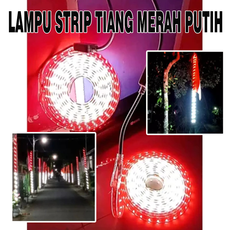 Evrydaygift Lampu Led Strip Merah Putih Waterproof Lampu Hias Tiang Pohon Pagar Agustusan Hutri