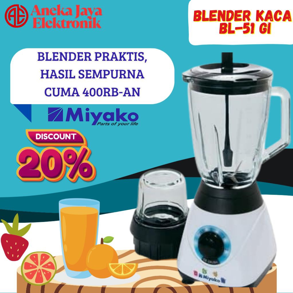 MIYAKO BLENDER BL-51 GI (BLENDER KACA MIYAKO) PENGHANCUR ES BATU