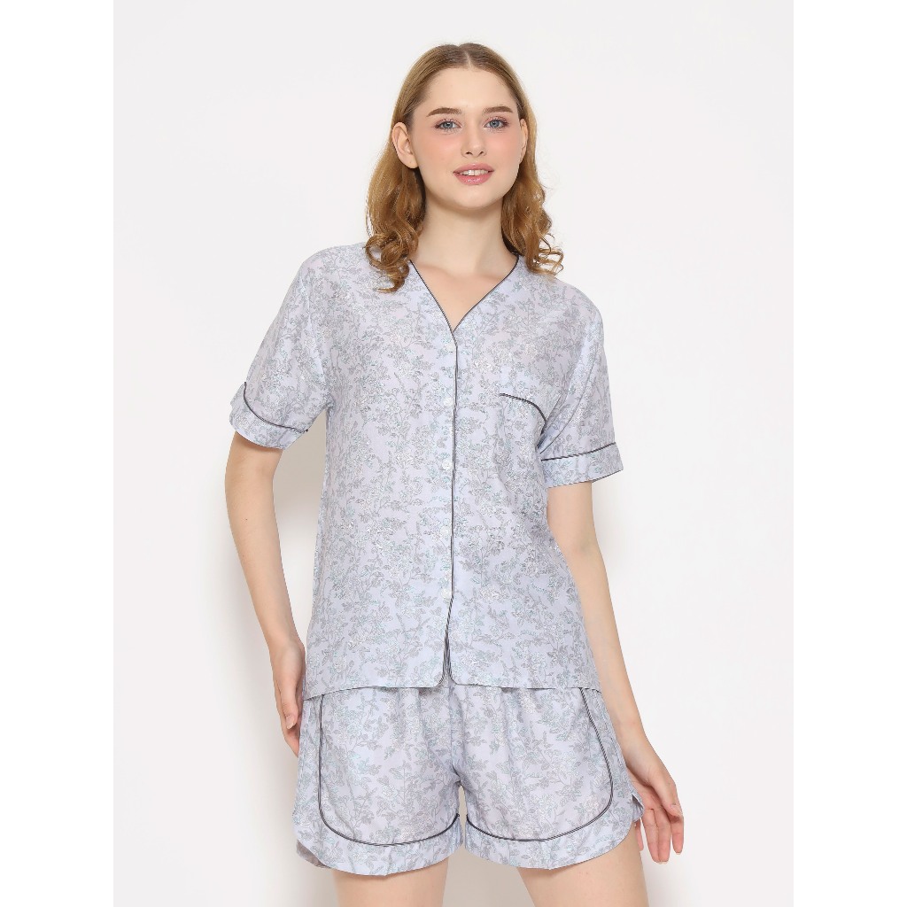 Surrell Sleepwear  Tilly (S-XL) ORGANIC SILK Tencel Non-Collar Pajamas Set Piyama