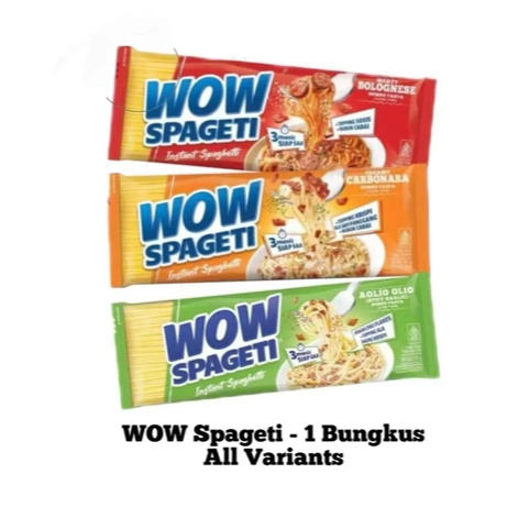

wow spageti instan carbonara 88g bolognese 84g aglio olio