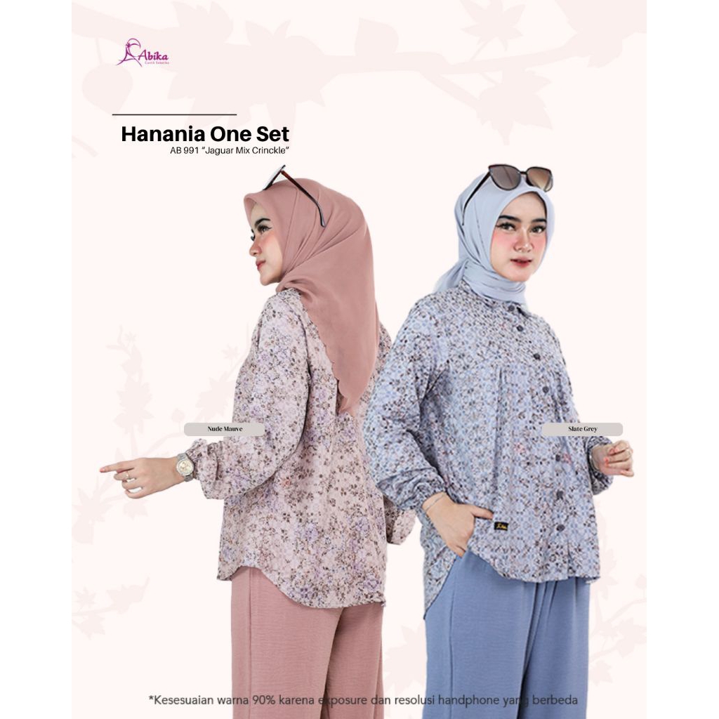 ONE SET MOTIF TERBARU BY ABIKA - HANANIA ONE SET - Bahan Jaguar × Crinkle