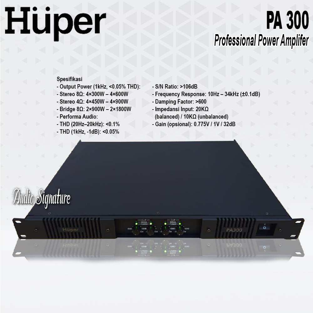 Power Amplifier 4 Channel HUPER PA 300 | PA300 Original 4 x 600 Watt MAX