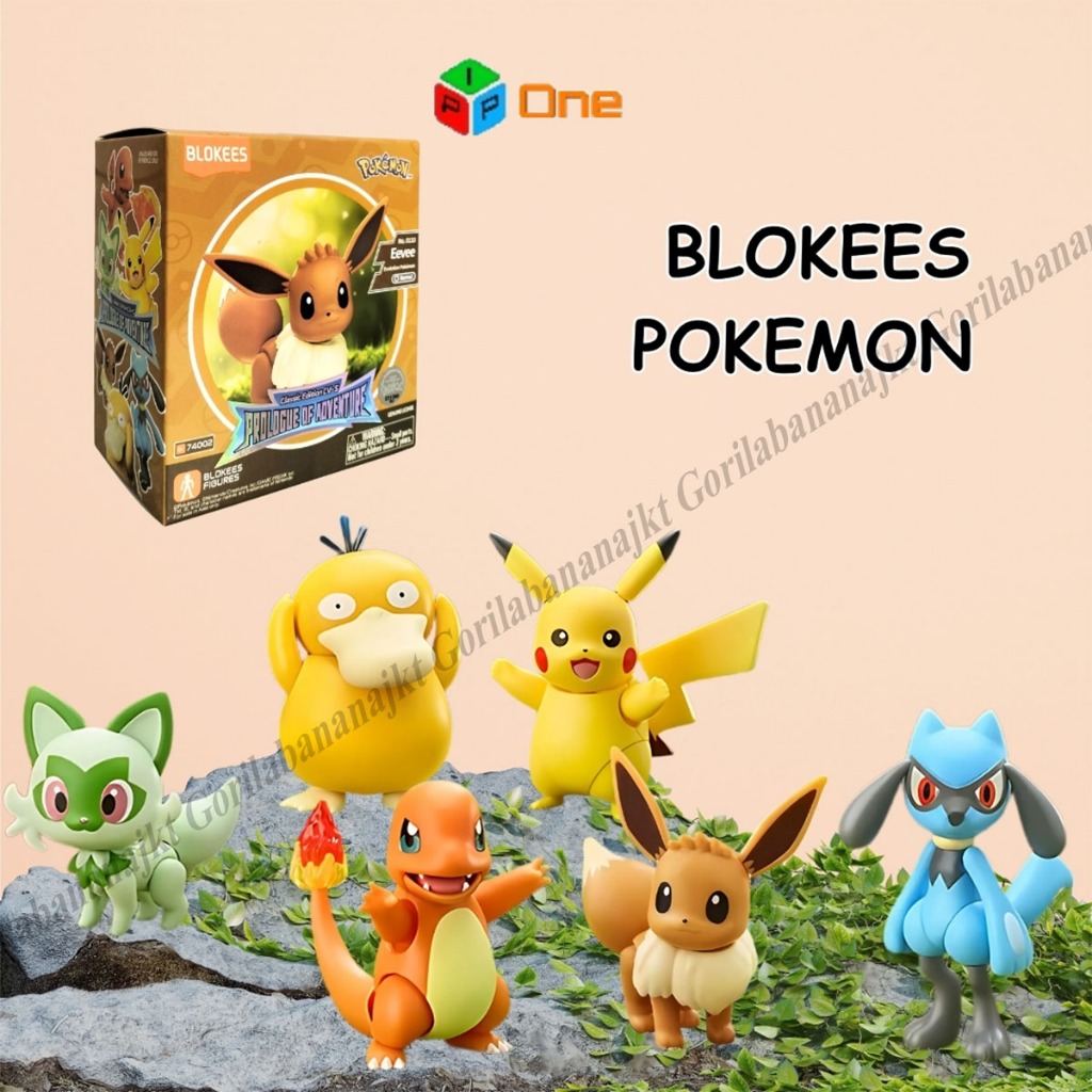 Blokees pokemon classic edition Pikachu Eevee Psyduck charmander Mainan figure