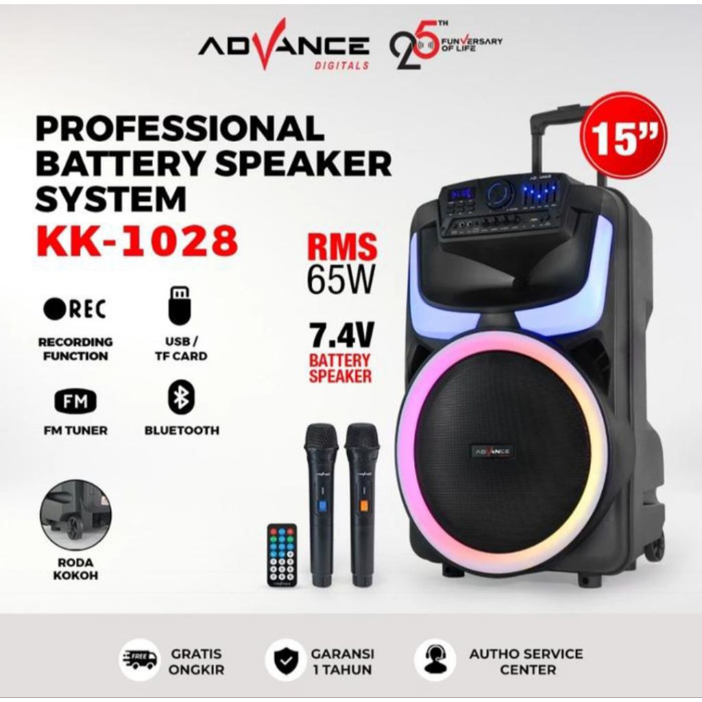 SPEAKER ADVANCE 15 INCH KK-1028 SPEAKER PORTABLE ADVANCE 15INCH KK1028