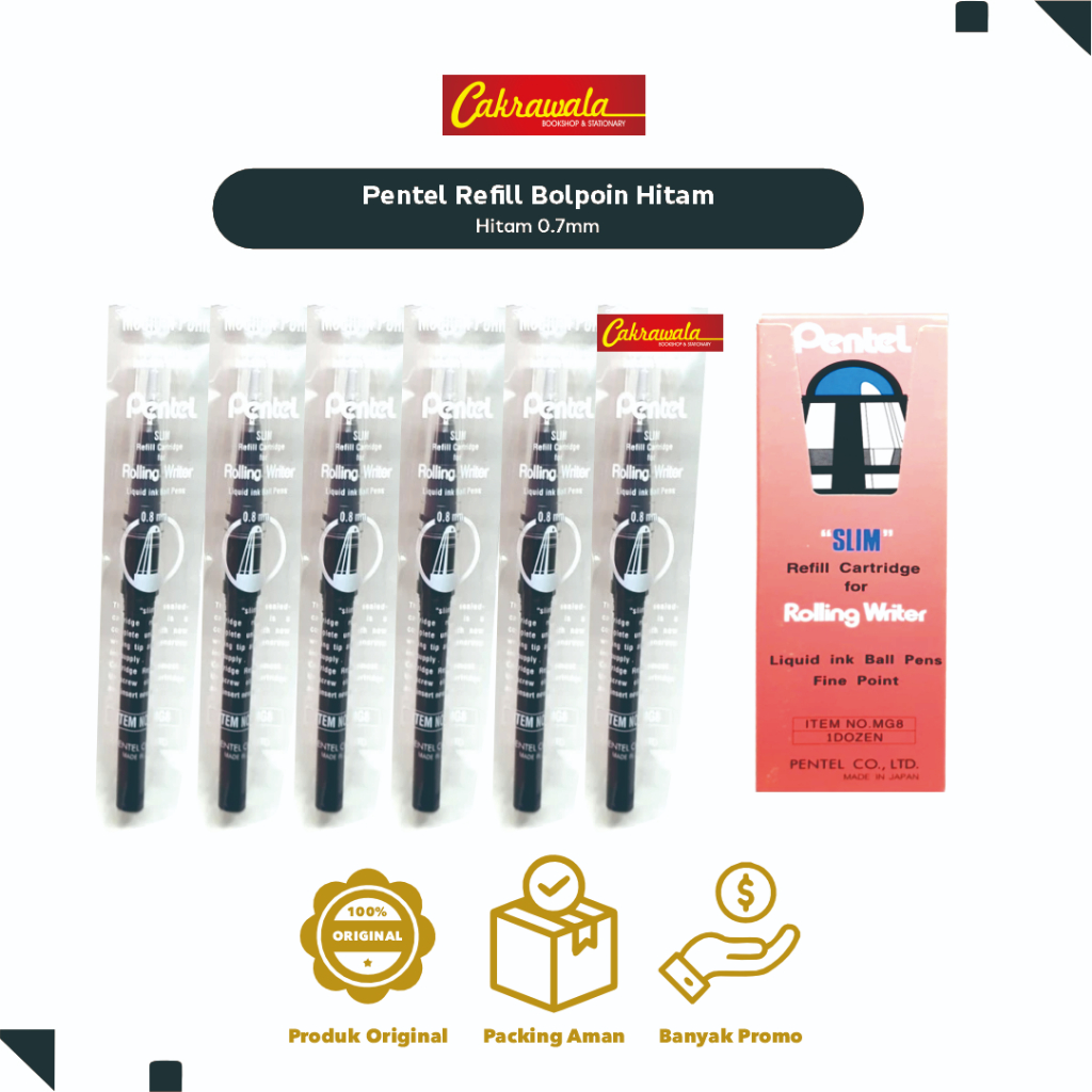 

Pentel Refill Bolpoin Hitam | Isi Ulang Pulpen Tinta Hitam Original | Refill Ink Ballpoint Pentel