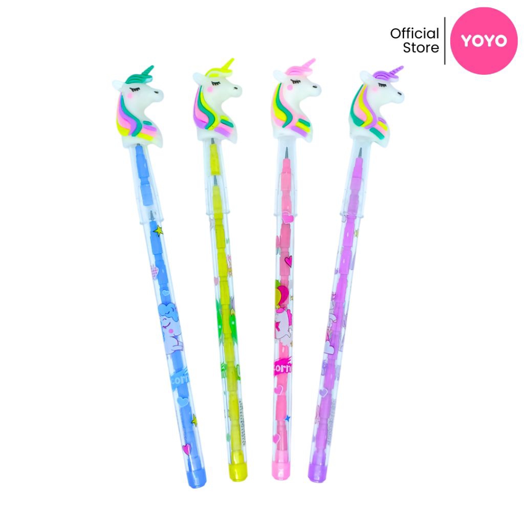 

YOYO Pensil Bensia Lucu dan Unik Topper Karakter UNICORN PEGASUS Sambung Susun