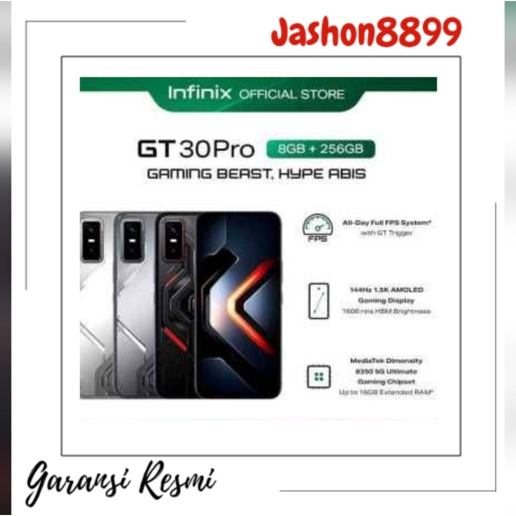 INFINIX GT 30 PRO RAM 8+8/256GB DAN 12+12/512 GARANSI RESMI INFINIX 12 BULAN