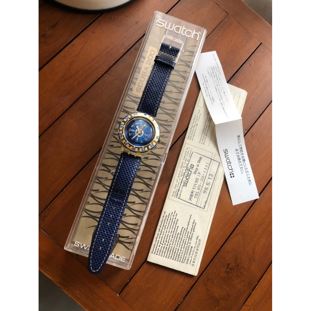 JAM TANGAN VINTAGE 90’s SWATCH SCUBA 200 BLUE COUNTRY FLAG FULLSET ORIGINAL NORMAL MULUS ISTIMEWA