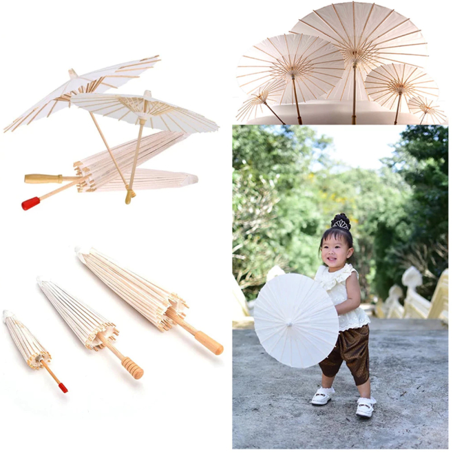 

Payung kertas DIY Ppayung lukis 20/40/60CM Diameter Putih Payung Lukis Polos