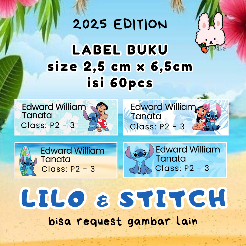 

stiker buku / stiker lilo and stitch buku / waterproof
