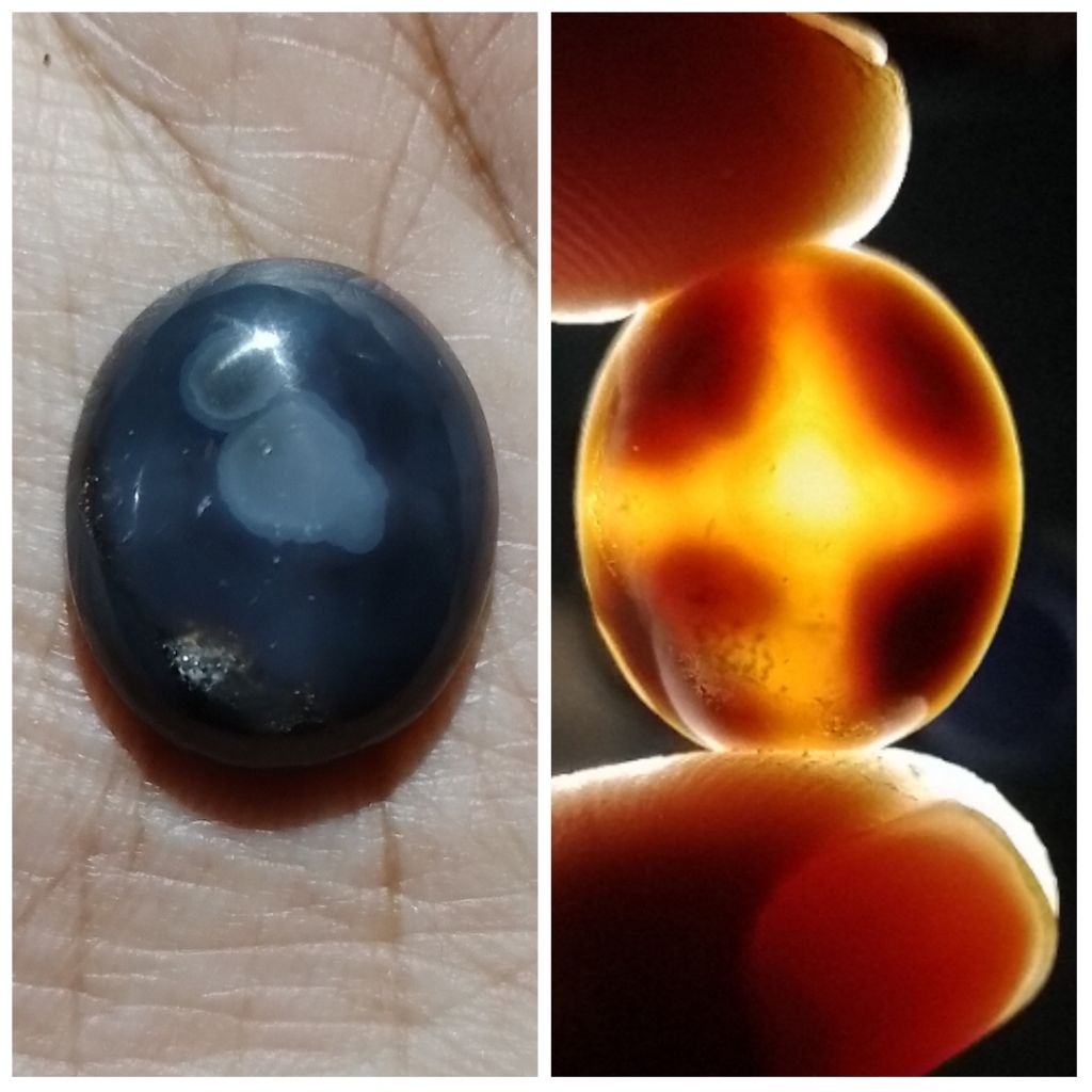 Natural Batu Akik Chalcedony Ungu Tembus Tapak Jalak