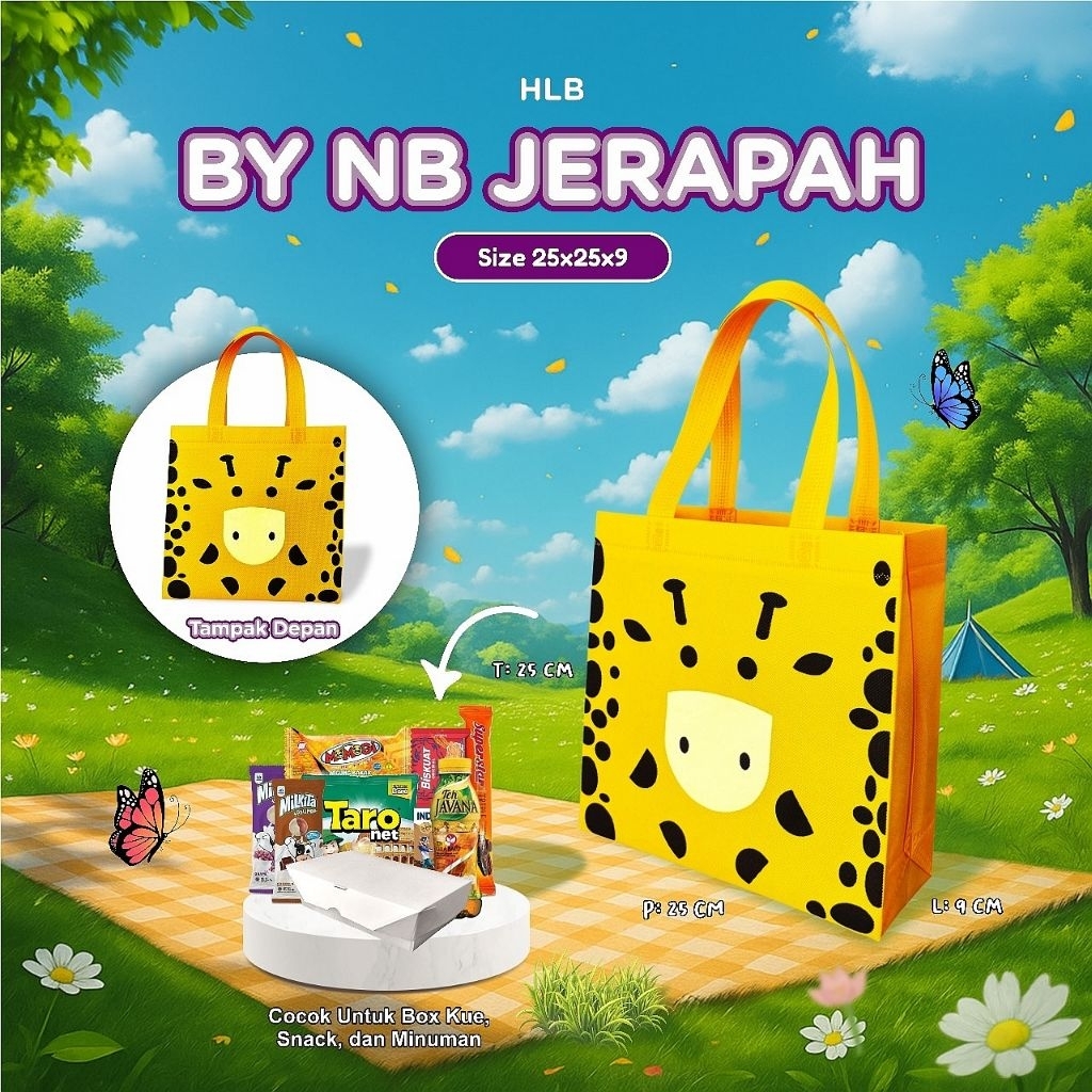 

GOODIEBAG TAS SOUVENIR ULANG TAHUN SIZE 25X25X9 CM HAMPERS TAS MOTIF LUCU ULANG TAHUN ANAK