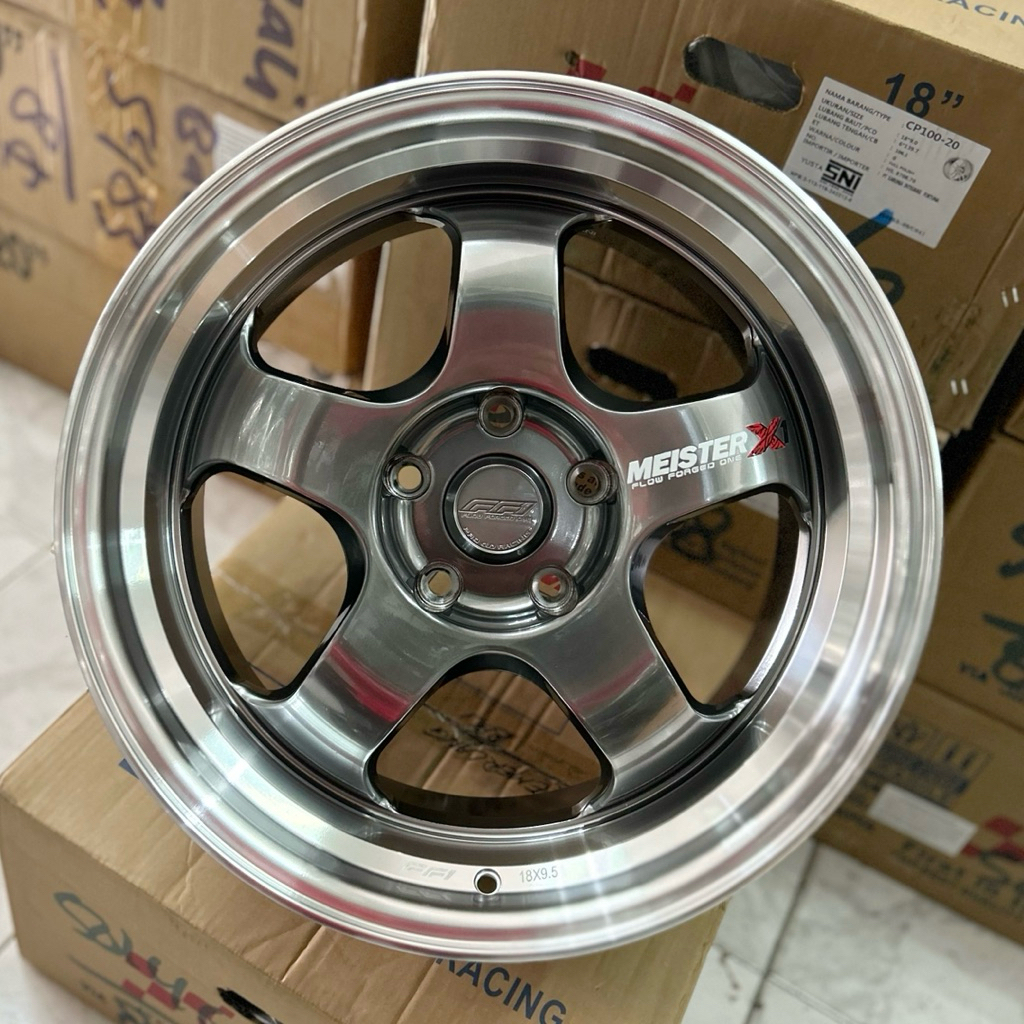 Velg Work Meister X1 Ring 18 Lebar 8.5/9.5 Pcd 5x120 Et 38/37 Warna Hyper Black Lip Polish | Velg R1