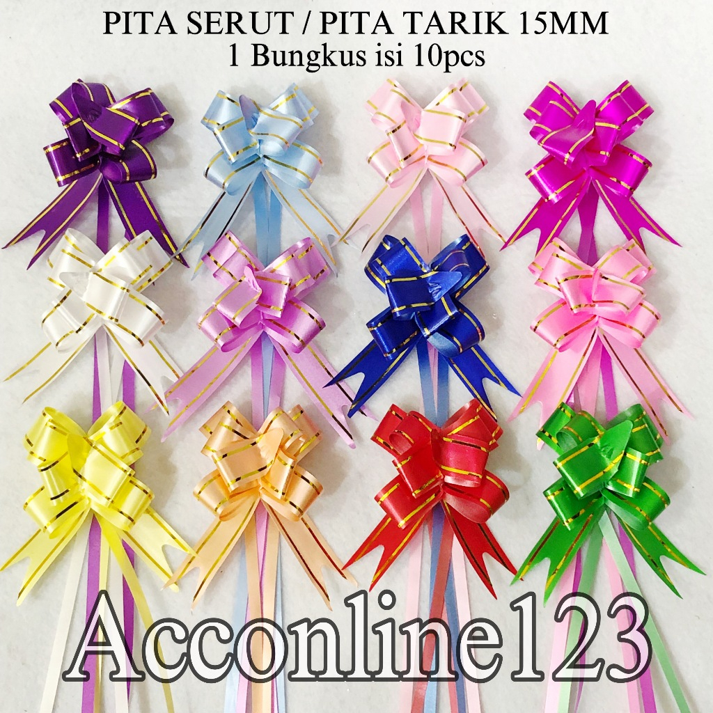 

Pita Tarik List Emas 15mm / Pita Sarut Hiasan Parcel Souvenir Per 1 Bungkus Isi 10pcs