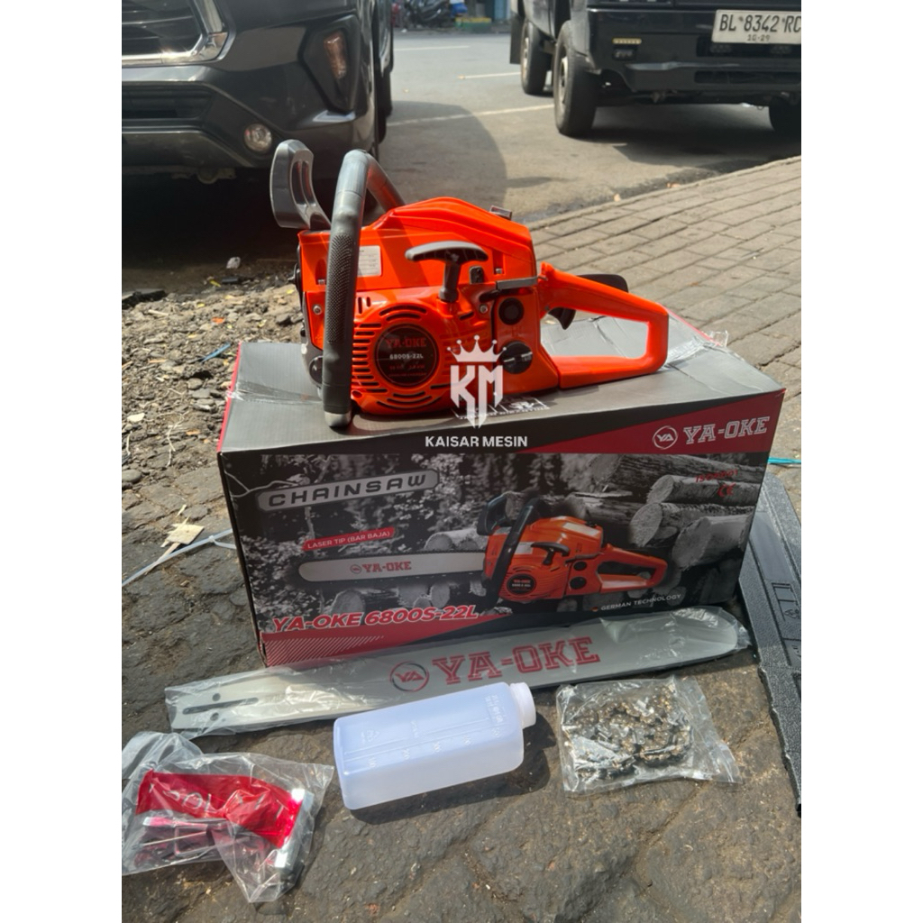 MESIN CHAINSAW YA-OKE 6800S-22L / MESIN GERGAJI POTONG KAYU YAOKE 6800 / MESIN BELAH KAYU 22" 22 INC
