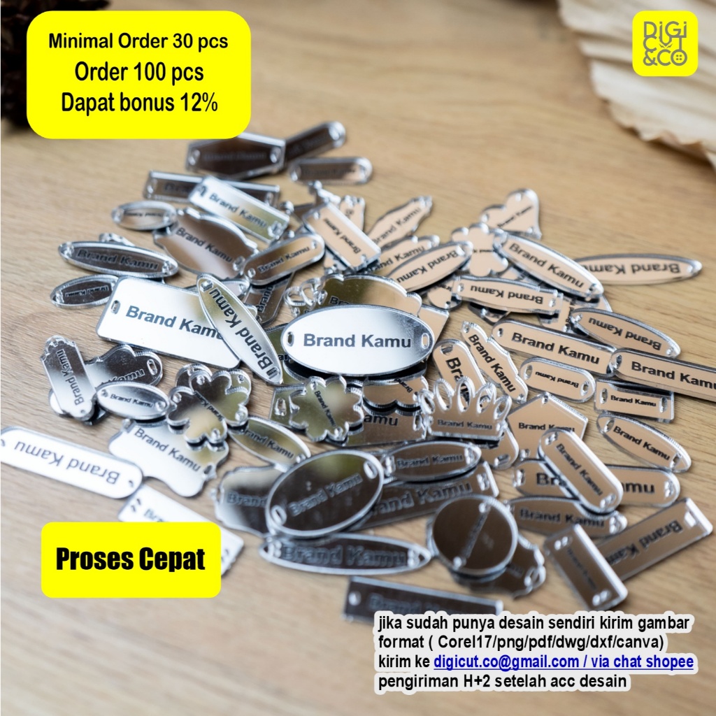 

Label Akrilik PERAK | Label Hijab Branding | Custom Cutting Label - Digicut&Co