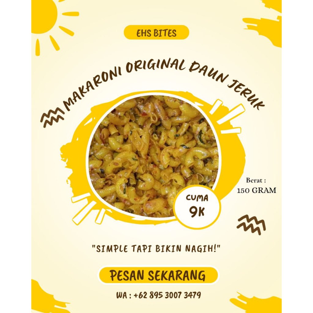 

MAKARONI RENYAH ORIGINAL DAUN JERUK 150 GRAM / MAKARONI KRIUK ORIGINAL/ EHS BITES