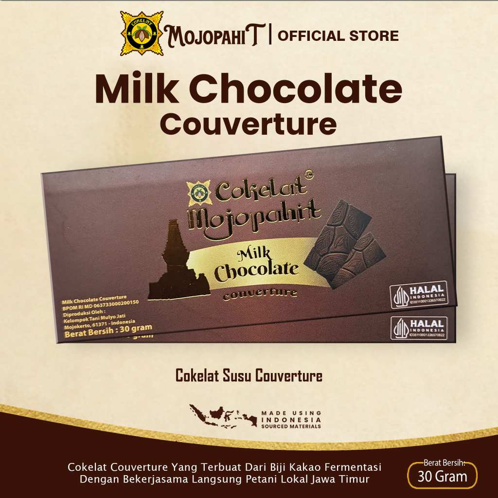 

Cokelat Mojopahit | Milk Chocolate Couverture | Cokelat Bar 30 Gram | New