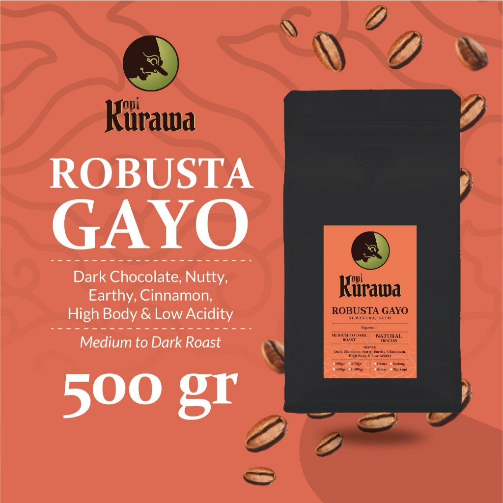 

Kopi Robusta Gayo Aceh Sumatera Coffee Beans Espresso Biji Bubuk 500gr